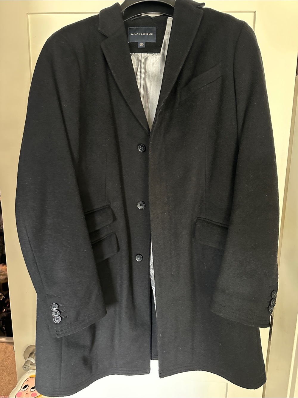 Banana Republic Black Wool-Blend Pea Coat